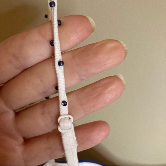 NEW FARM Rio Off-White Shell Garden
Midi Dress Beaded Straps Linen Blue Size XL - Picture 12 of 16